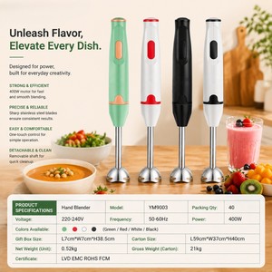 Mixeur Plongeant Électrique 500W à 2 Vitesses avec Lame en Acier Inoxydable pour Aliments Bébé, Soupes et Sauces - Product Image 2