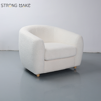 Chaise d'attente personnalisée pour zone de réception, chaise de loisirs moderne de luxe avec pieds en bois et revêtement bouclé pour coin lecture