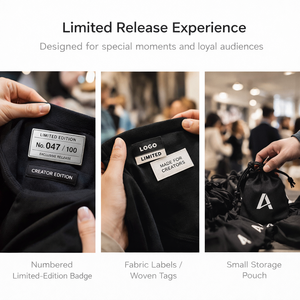 Kit de Mercancía Personalizada de Edición Limitada para Creadores: Insignia Numerada, Artículos de Tela y Bolsa con Cordón para Proyectos de Marca - Product Image 3