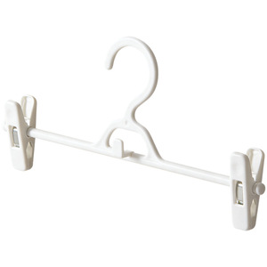 Clothes Hanger With <b>Clips</b> For Pants Skirts And Ties <b>Hook</b> Type White Plastic Non Slip Durable Home Use Organizer - Product Image 1