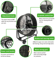 Ventilateur à tambour industriel puissant en métal, grande taille, haute vitesse, robuste, pour circulation d'air, 24, 30, 36 pouces