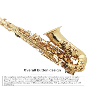 Saxophone alto en la (Clé de Do) de haute qualité, finition laquée or, polissage, clé de Do (Clé de C) haute, double renfort en laiton - Product Image 4