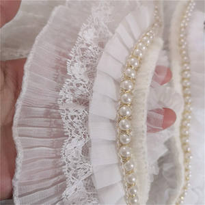 3.15 ''largeur perle perlée plissée dentelle blanche bord garniture ruban de mariage bricolage couture artisanat accessoires - Product Image 1
