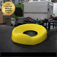 Coussin ergonomique jaune vif en forme de donut, épais, à bord arrondi, avec ouverture centrale, moulé par injection, fournisseur OEM