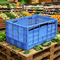 Panier en plastique pliable multifonctionnel en PP, design de bac à retournement, caisse empilable pour le stockage recyclable