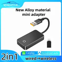 Adaptateur auto 2 en 1 sans fil Carplay & Android Boîte en alliage Adaptateur voiture filaire vers sans fil pour iPhone Plug and Play Dongle
