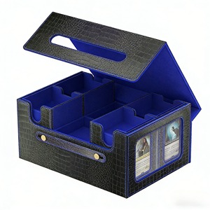 Caja de Cartas de Gran Capacidad con Diseño de Piel de Cocodrilo Rojo/Azul Marino, Seis en Uno, Almacenamiento para 35 Cartas de Juego y Dados para <span class=keywords><strong>Hearthstone</strong></span> - Product Image 1