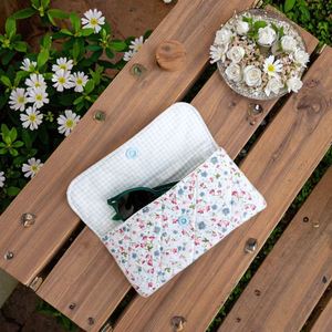 Floral Sunglasses Pouch Storage Bag Organizer Portable Quilted Snap Button <b>Eyeglasses</b> Case - Product Image 2