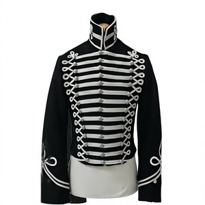 Veste Hussarde en Laine Noire pour Homme, Uniforme Historique, Col en Fausse Fourrure, Boutons sur le Devant, Veste Formelle d'Hiver - Product Image 6