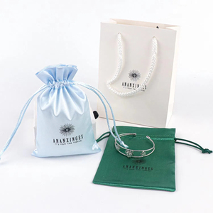 Sac cadeau en coton avec cordon de serrage 8*10cm pour bijoux, sac publicitaire en satin, emballage promotionnel, sac à poussière en toile personnalisé avec logo - Product Image 2