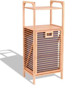 Cesto de ropa suja, directo de fábrica, contenedor de almacenamiento de ropa, cesto de lavandería de madera plegable, clasificadores, cesta de lavandería de bambú con estante - Product Image 3