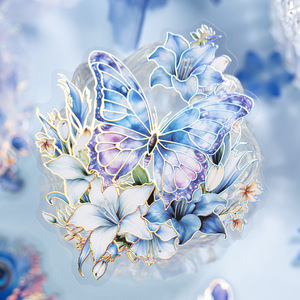 20 Pcs/Pack PET Autocollants Fleur Bleue Mer Série Bleu Thème Main Compte DIY Autocollants Décoratifs 6 Modèles - Product Image 2