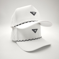 Casquette de golf légère à cinq panneaux, unie, imperméable, avec emblème en silicone personnalisé, faible MOQ, OEM, perforations laser, respirante, pour activités de plein air