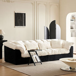 Sofá Nube Bicolor Blanco y Negro Estilo Francés, Fila Recta, Tapizado <span class=keywords><strong>en</strong></span> Chenilla, Ideal <span class=keywords><strong>para</strong></span> Espacios Pequeños - Product Image 3