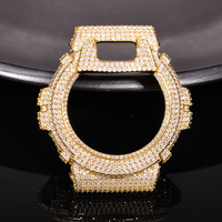 Montre de luxe Casio DW6900 antichoc avec diamants Moissanite VVS certifiés GRA, testés et approuvés, boîtier brillant en laiton massif plaqué or, accessoire pour homme