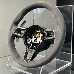 Volante Deportivo de Fibra de Carbono Alcantara para <span class=keywords><strong>Porsche</strong></span> 718 991 992 Macan Panamera Cayenne <span class=keywords><strong>Taycan</strong></span>, Mejora del Interior - Product Image 2