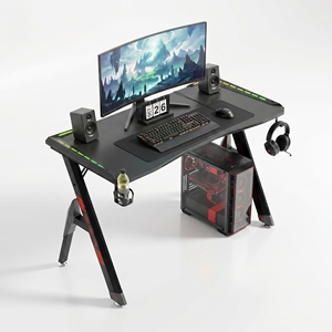 Nuevo Modelo de Escritorio para Juegos Color Negro con Marco Metálico, Iluminación RGB y Gancho para Auriculares para Oficina en Casa - Product Image 1