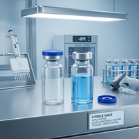 Flacons en verre tubulaires médicaux 2R 6R 8R 10R 20R 25R 30R avec bouchon en aluminium et plastique et bouchon en caoutchouc, flacons en verre pour injection