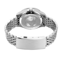Montre automatique GMT personnalisée de luxe, acier inoxydable 316L, montres mécaniques pour hommes, lunette en cristal saphir, fermoir réglable, OEM