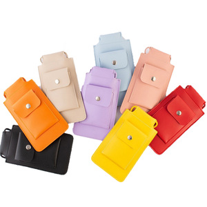 Bolso bandolera de cuero PU/bolsa para teléfono, bolsa de almacenamiento para teléfono de color caramelo/funda de cuero, mini bolsa para auriculares de un solo hombro para exteriores. - Product Image 5