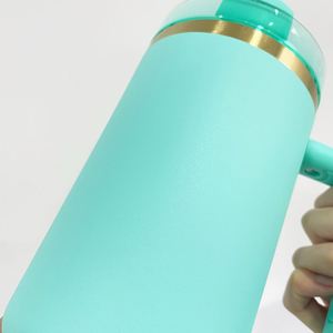 Usa Warehouse H2.0 <b>Macarone</b> Gold Plated Powder Coated Outdoor Customized Gifts 40oz Gold Coated Tumbler for Laser Engraved - Product Image 5