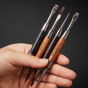 Çift kafa inşaat tırnak fırçası genişletilmiş sandal kolu işık terapi fırça Nail Art Liner çizim boyama kalem - Product Image 2