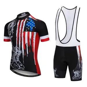 Оптовая продажа, летний велосипедный комплект из Джерси, Мужская одежда для велоспорта с коротким рукавом, шорты, быстросохнущая велосипедная рубашка