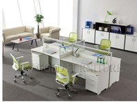 4 Person L-Shaped Office Workstation Desk with Half-Glass Partition for Open Plan Office Wholesale