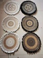 Sets de table ronds en PVC de 15 pouces, style bohème rustique, en toile de jute tissée avec pompons, pour mariage, maison, chemin de table circulaire, pour Noël