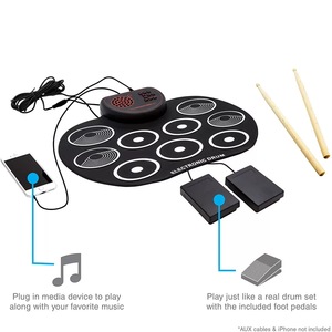 Kit de Batería Electrónica Enrollable, 9 Pads de Silicona, Alimentación USB/Batería, Baquetas, Pedales, para Niños, Koowind KW149B - Product Image 4