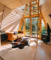 Maison en bois triangulaire préfabriquée, maison dans les arbres, 2 chambres, structure en acier léger, maison à ossature en A à vendre