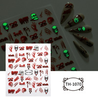 Autocollants lumineux fantôme d'Halloween OEM en gros pour nail art, autocollants personnalisés pour cicatrices
