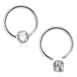 Stainless Steel Rhinestone <b>Nose</b> <b>Ring</b> Zircon Bezel Setting Seamless <b>Hoop</b> For <b>Nose</b> Piercing Jewelry - Product Image 1