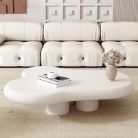 Ensemble de tables basses Runwood modernes pour appartement, table centrale blanche en forme de nuage ondulé, design de table basse pour salon