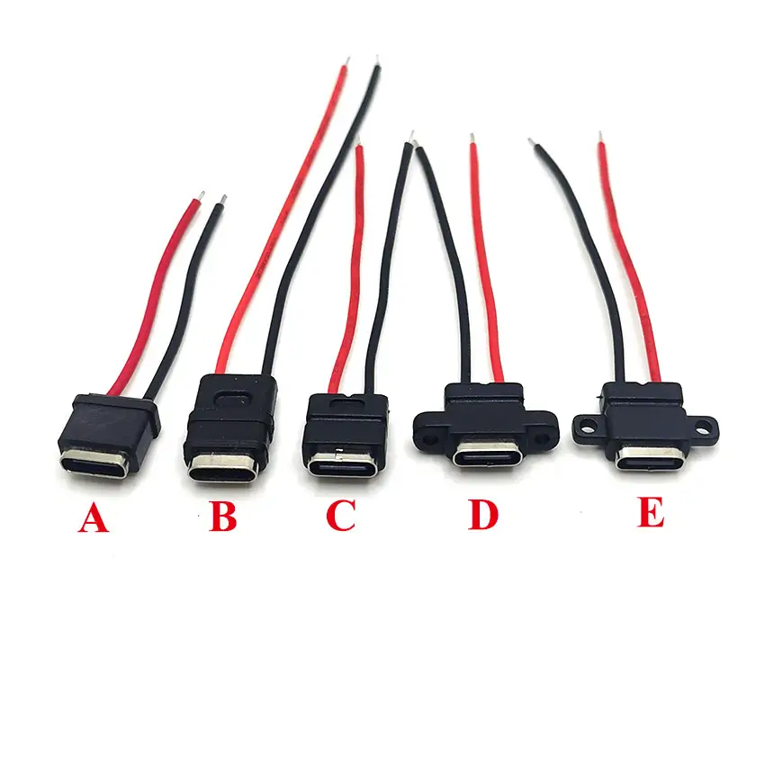1-10 piezas USB 3,1 tipo C conector impermeable 3A de alambre de soldadura de alambre hembra puerto de interfaz de carga hembra