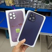 Coque de téléphone rigide en PC pour iPhone 114 13 Pro Max, avec couverture en verre AG givré, couleur violet foncé, simple, haut de gamme