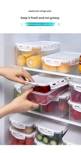 Rectangle PP Plastic Food <b>Container</b> Fridge Organizer with Silicone Sealed Lid <b>Stackable</b> <b>Storage</b> for Fruit & Vegetables - Product Image 3