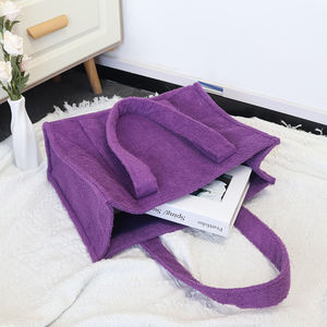 Logo personalizzato di colore donna grande <span class=keywords><strong>viola</strong></span> con cerniera spugna Tote <span class=keywords><strong>borsa</strong></span> da spiaggia a <span class=keywords><strong>tracolla</strong></span> con tasca anteriore - Product Image 3