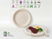 Assiette jetable biodégradable en bagasse de canne à sucre de 8,6 pouces pour la restauration à emporter
