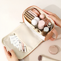 Pochette cosmétique personnalisée avec logo, en polyester, imperméable, avec fermeture éclair, pour le voyage, le rangement des produits de soin de la peau, les articles de beauté, les articles de toilette, le maquillage