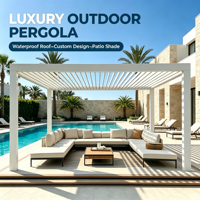 Pergola bioclimatique motorisée en aluminium avec lames orientables, étanche, anti-corrosion, toit électrique réglable pour jardin extérieur ou bord de piscine