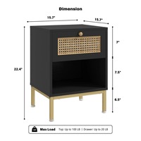 Ensemble de chambre à coucher moderne du milieu du siècle 3 pièces Durable P2 MDF rotin armoire tiroirs commode tables de chevet avec Station de charge