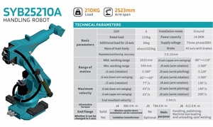 Robot industriel à 6 axes Sooyee SYB25210A, charge utile de 210 kg, portée de 2500 mm, puissance de 14 kW, 380 V, pour palettisation, estampage, chargement - Product Image 5