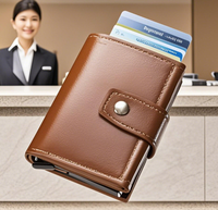 Dompet kustom produsen kartu kredit dompet pria lipat ganda sederhana dompet Slot kartu Pop-up Id bisnis Pu