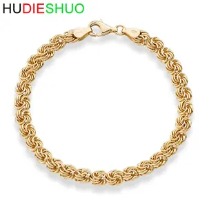 18 Karat Gold über Sterling Silber Italienischer Liebes knoten Rosette Link Chain Armband für Frauen 925 Handmade in Italy