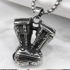 yunnique Motorcycle Engine Pendant Necklace <b>Titanium</b> Steel Men's Fashion Jewelry Gift Geometric Design JD215 - Product Image 2