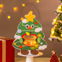 Décoration de Noël Lanterne Père Noël Lumineuse en Forme de Tête, Boîte en Carton Pomme avec Poignée en Fil Métallique, Décoration de Table pour les Fêtes