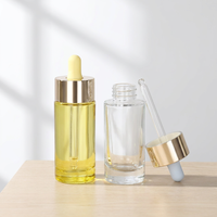 Botol Tetes Silinder Bening Pasokan Pabrik, Botol Esens Kosmetik 30ml, Botol Parfum Kaca Buram Cincin Emas, Kemasan Minyak