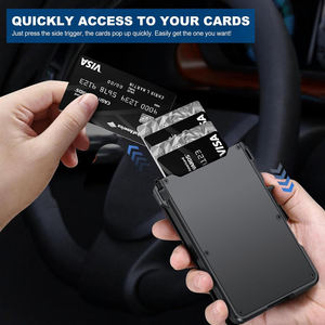 핫 세일 남자의 미니멀리스트 카드 홀더 탄소 섬유 팝 지갑 도난 방지 및 안티 rfid 가죽 금속 알루미늄 Cartera Hombre - Product Image 4