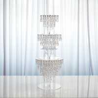 Fournitures de mariage, table de desserts, support à gâteau, plateau à gâteau en acrylique cristal, plateau décoratif pour événements et fêtes